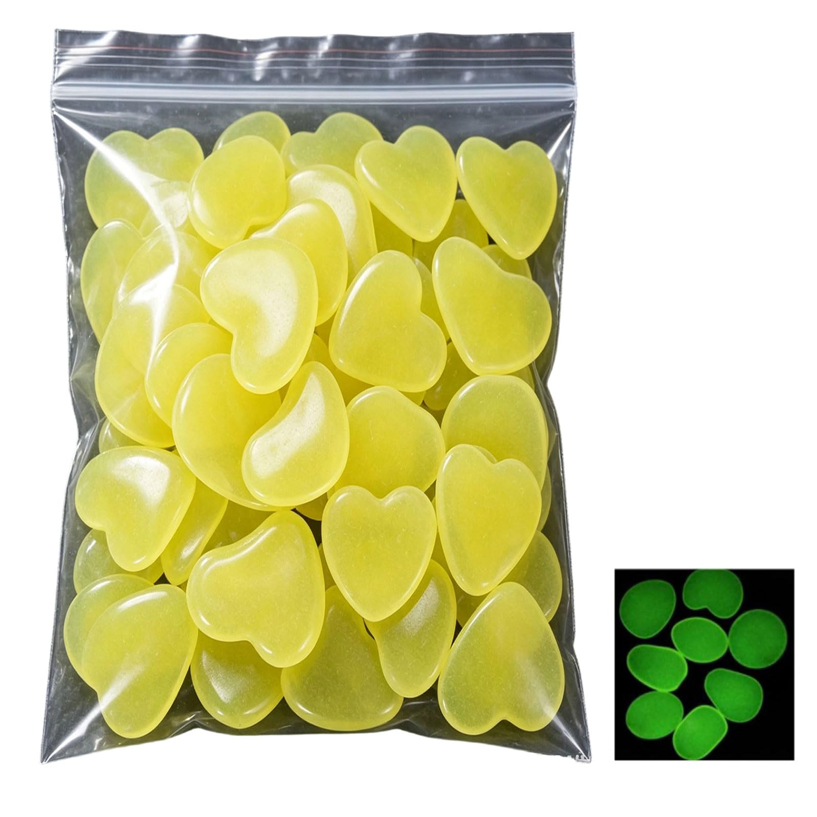 Tsophreniq 100PCS Resin Glowing Rock Nighttimes Glowing Stone for Home Decoration Water Feature and Craft Projects Fluorescent Shingle for Marinepark