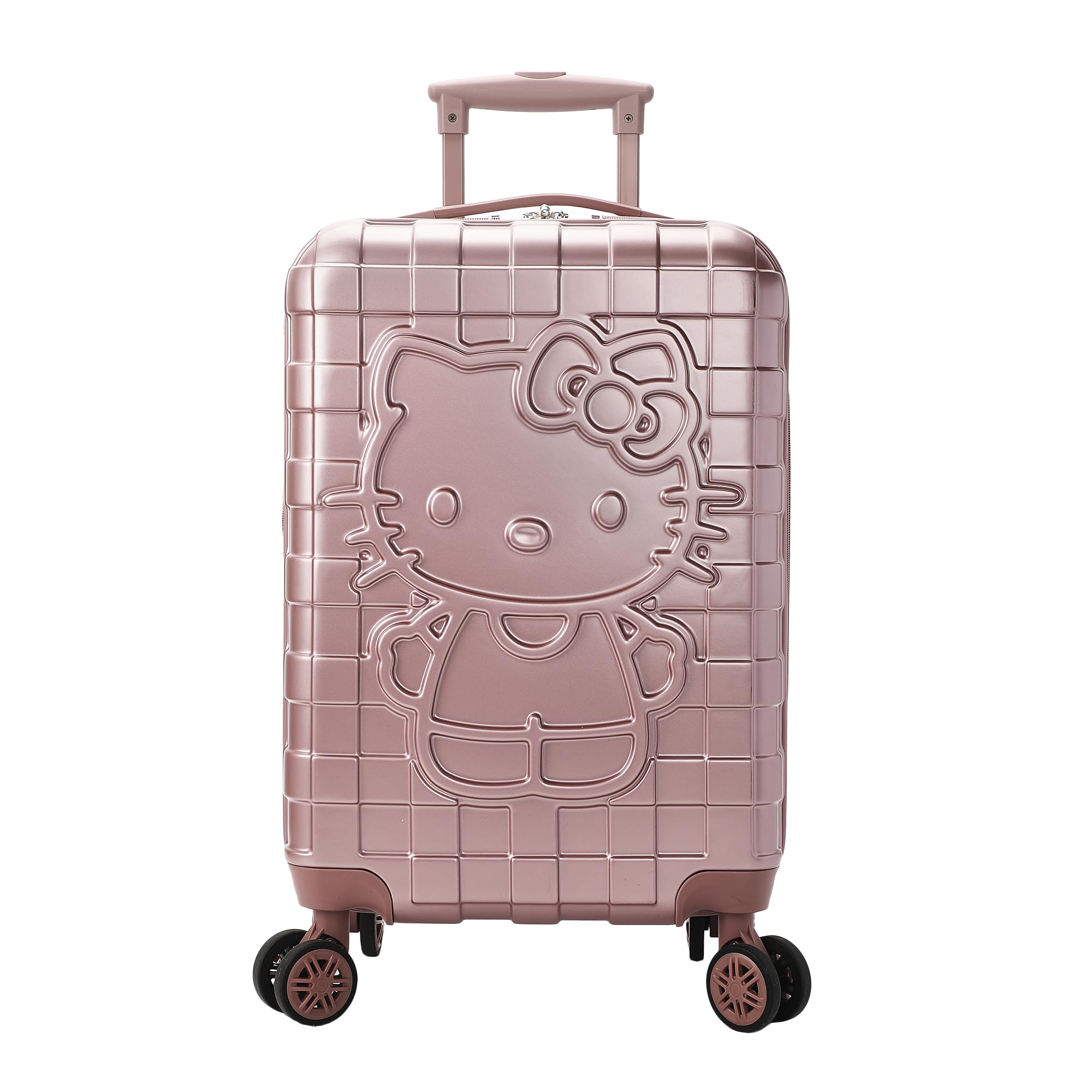 Bioworld Hello Kitty Character Print Pink Plaid 20" Adult Hardside Carry-on Rolling Luggage