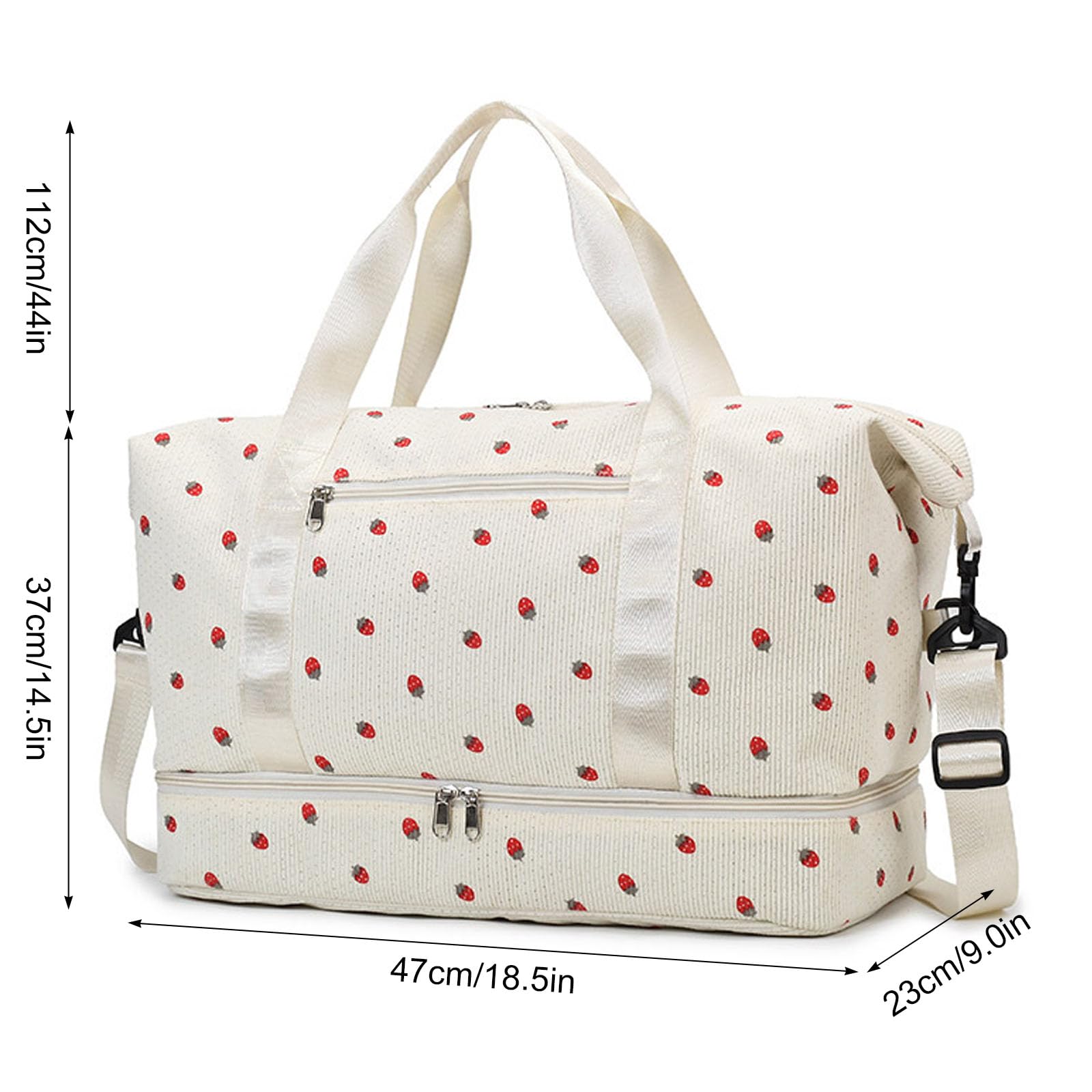 Sporttasche für Damen, Faltbare Reisetasche Weekender, Wochenendtasche, Fitnesstasche mit Schuhfach und Nassfach, 20-35L (Beige) - 3