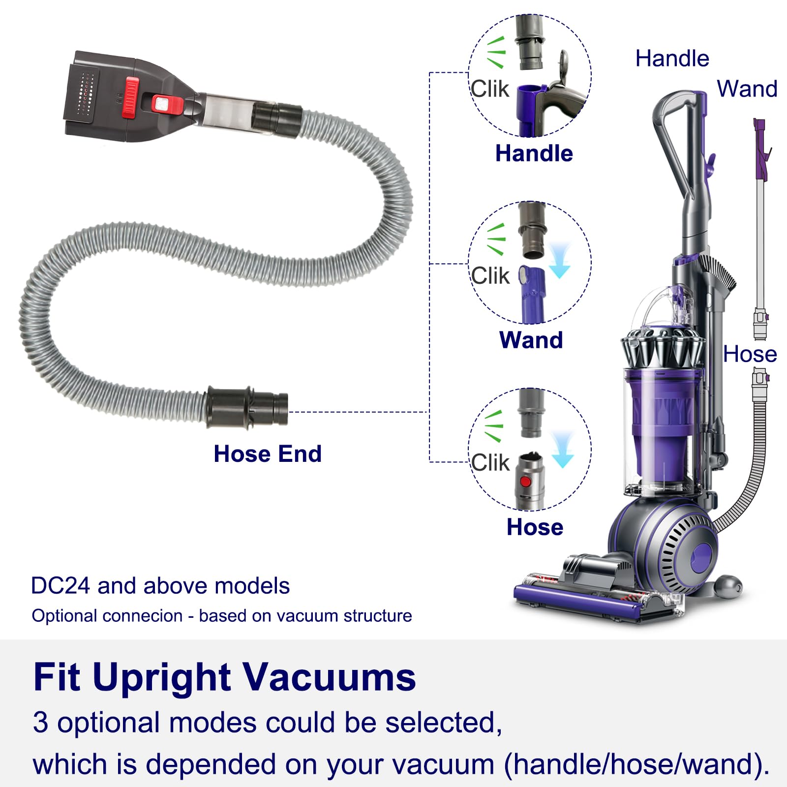 Portek Accesorio de aspiradora de pelo de perro para Dyson V15 V12 V11 V10 V8 V7 V6 G5 GEN5 Outsize V6, kit de herramientas de cepillo de aseo para mascotas con adaptador de manguera de extensión