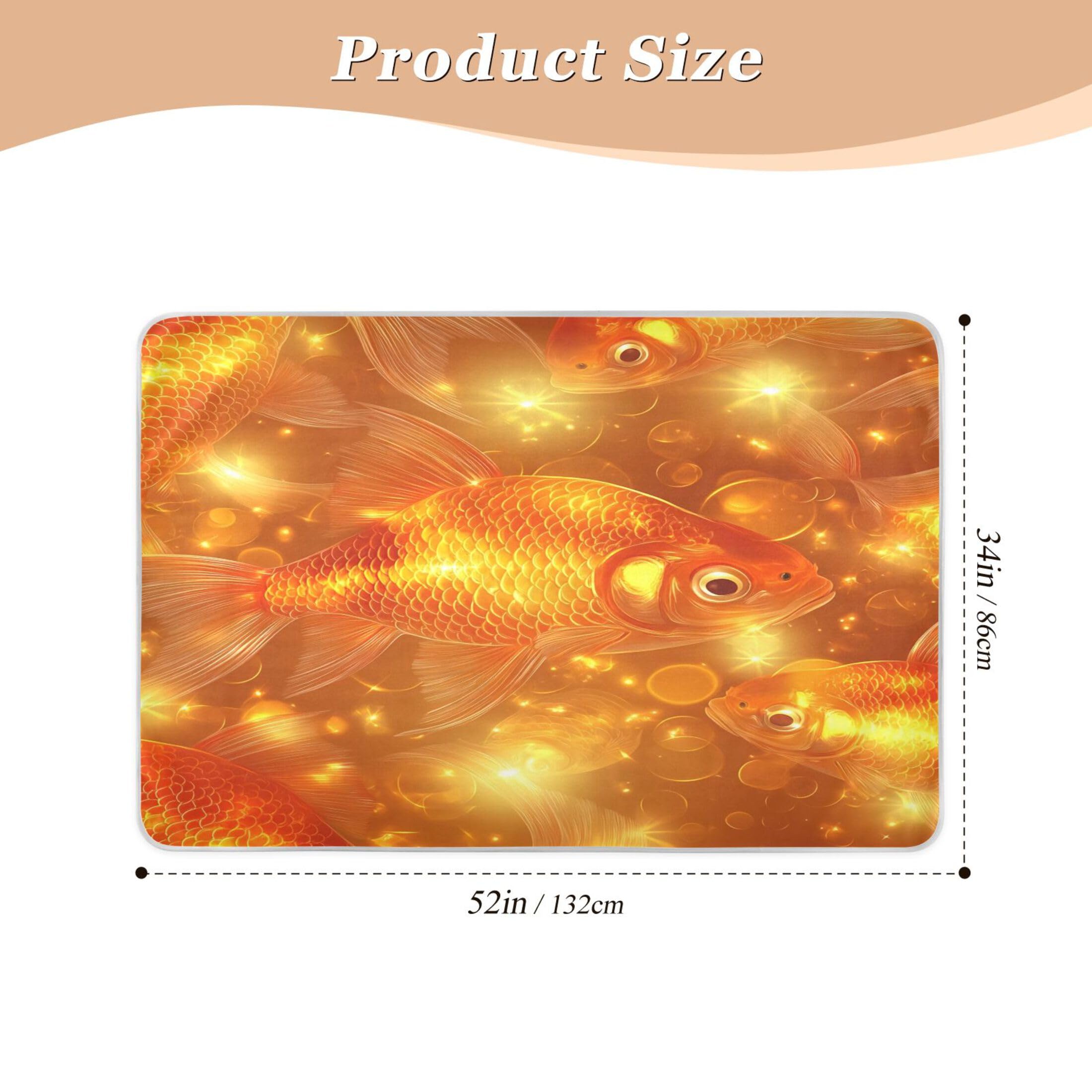Takiito Goldfish Scale Bed Pad Reusable Bed Underpad Washable Waterproof Leak-Proof Quick Dry Incontinence Pee Pad for Toddlers Kids Adults Pets 34x52 in