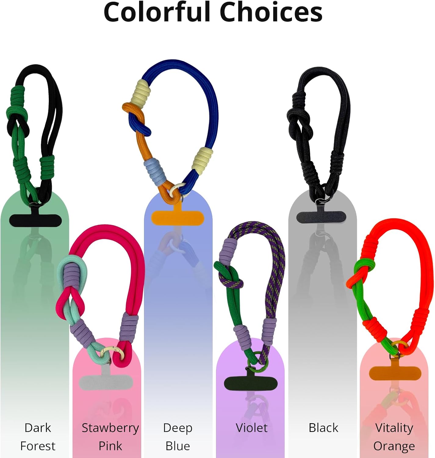 Cell Phone Wrist Strap Lanyard Handmade Phone Holder Keychain Wristlet Anti Loss Slip-resistant Terylene Colorful Portable Thick with Tether Tab Compatible for Cell Phone for Women Men, 1Pcs Violet - Image 6