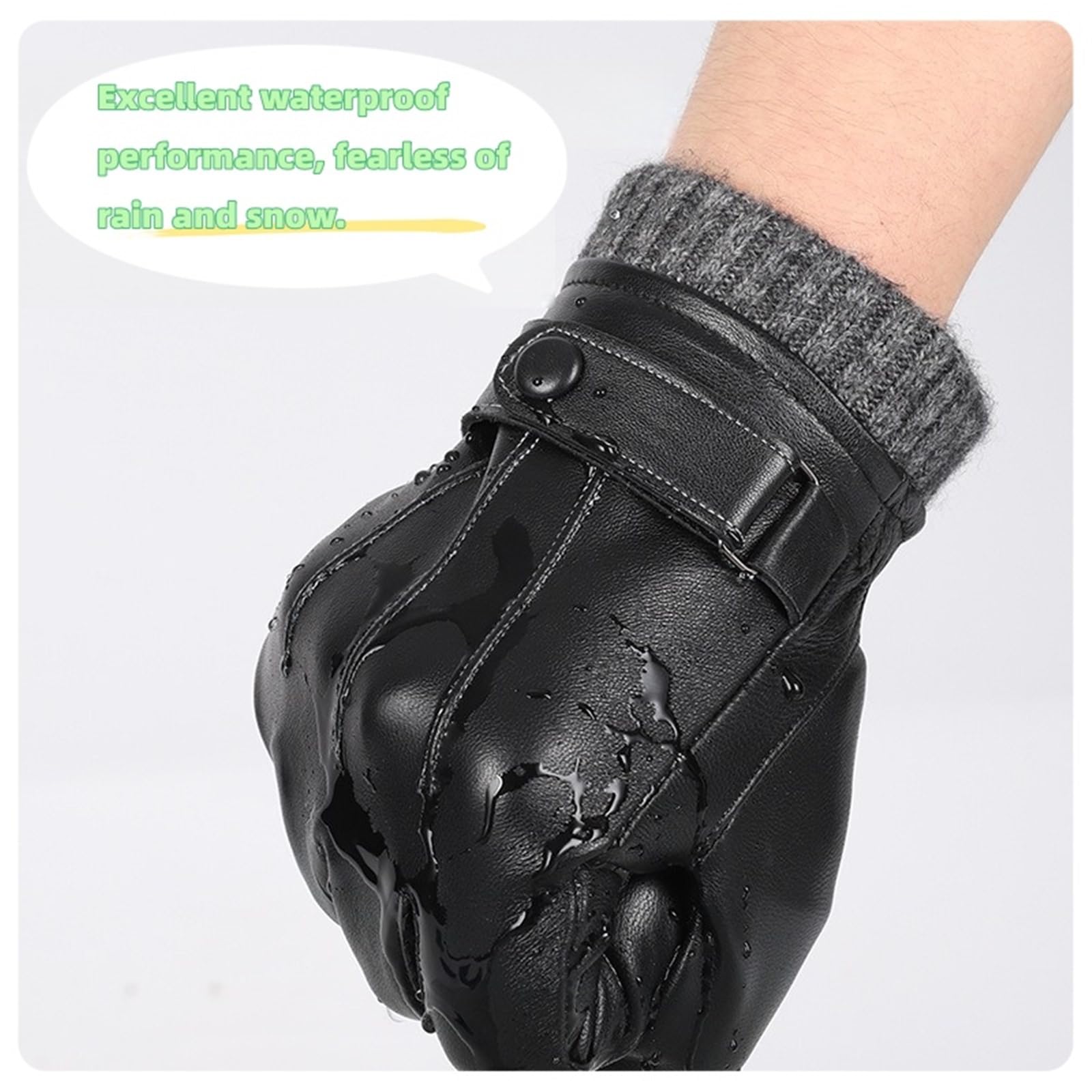Guantes de invierno para hombre, piel de oveja, con pantalla táctil, guantes casuales con forro térmico suave y cálido para clima frío