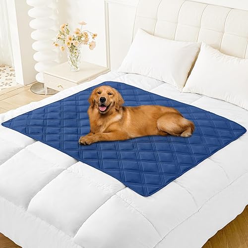 Miniatura 33 de Smiry Manta Impermeable para Cama de Perro 30x70, Manta Suave Reversible para Mascotas, Cubierta Lavable a Prueba de Fugas para Sofá de Gatos y Azul