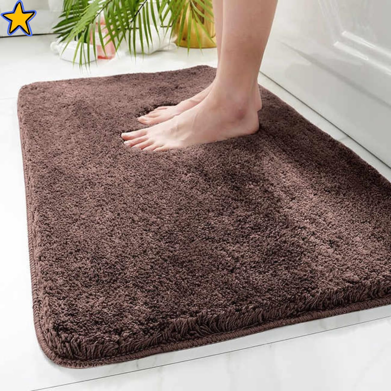 HOWNICE Bathroom, Door Mat, Floor, Bath Mat, Carpet | Non Slip mat for Bathroom Cushion, Super Absorbent Soft Carpet, Quick Dry Dirt Barrier for Home, Office,Color (Bathroom/Bedroom Mat Brown)-image-7