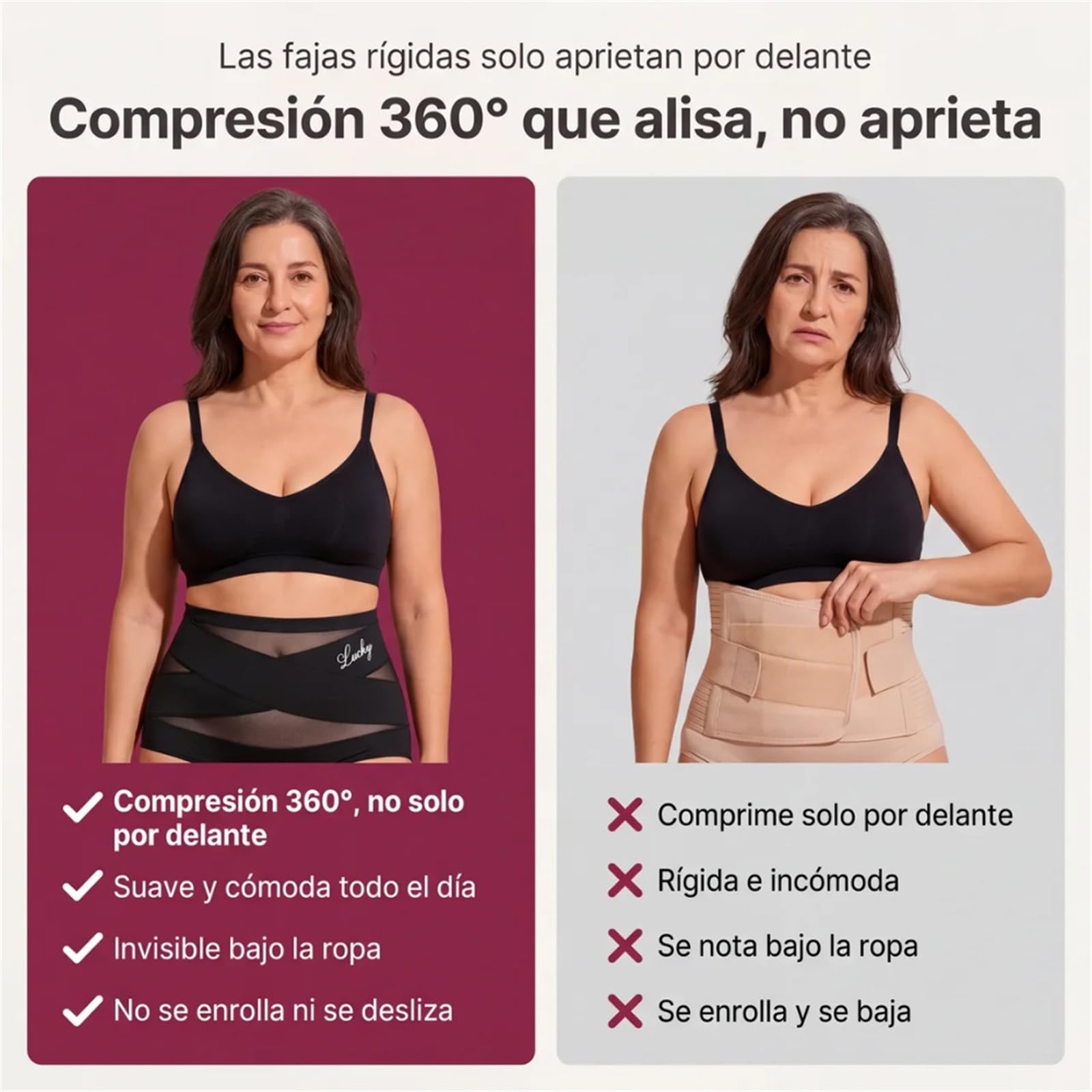 Mi-Calma Faja Cintura Alta Mujer Invisible Sin Costuras | Moldea la silueta con ajuste cómodo, tejido transpirable para uso diario bajo ropa ajustada