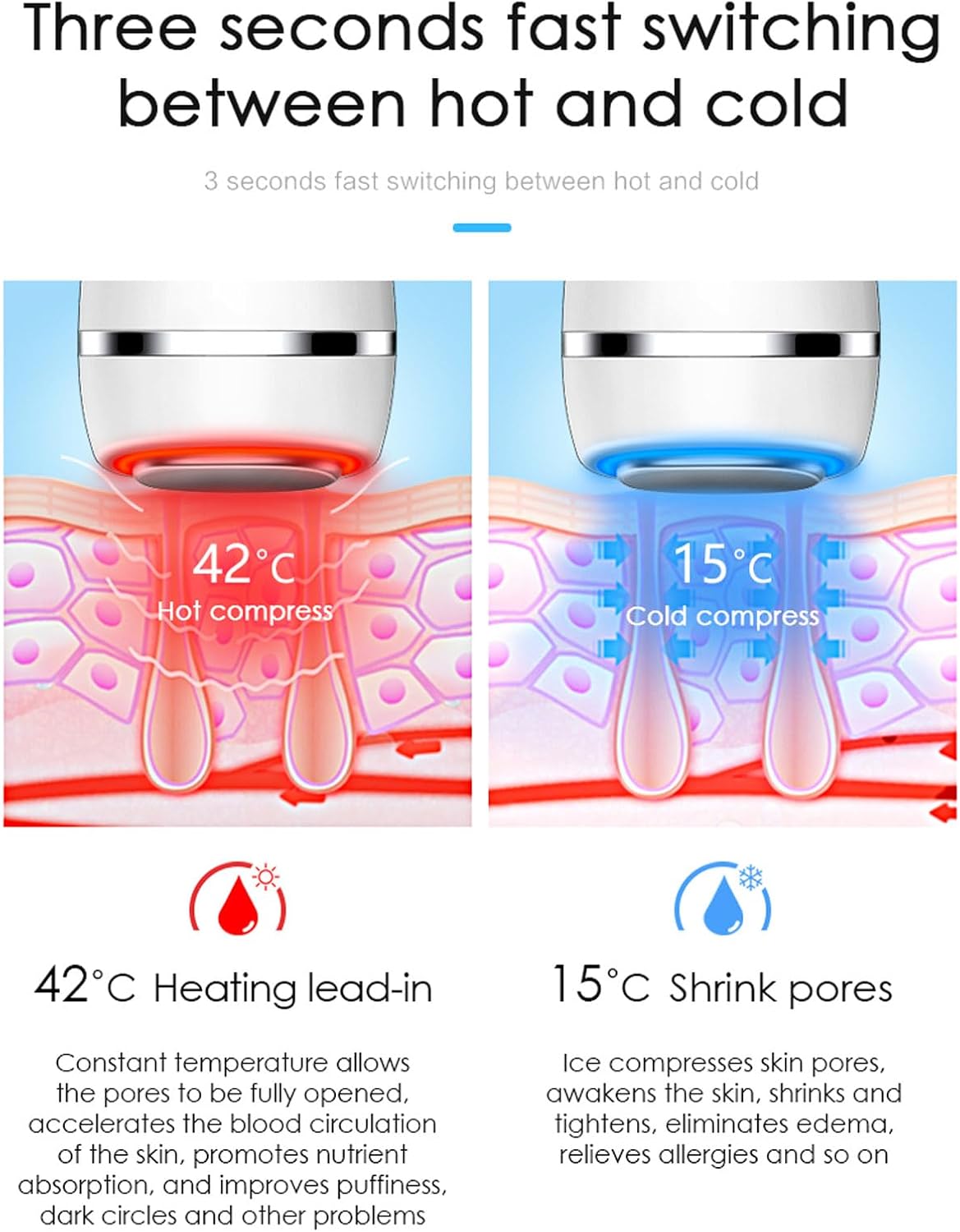 Hot and Cold Facial Massager, 2-Color Red Light Therapy Face & Neck Lifting & Sculpting Device, Thermoelectric Gua Sha Board and Cold Compress De-Puffing Stick for Skin Care