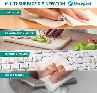 Benefect Botanical Disinfecting Wipes - (170 Wipe Count) Natural, No Residue - Antibacterial Disinfectant, Multi-Surface Cleaning and Sanitizing Wipes