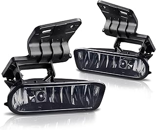 AUTOSAVER88 Fog Lights Compatible with 1999 2000 2001 2002 Chevy Silverado / 2000 2001 2002 2003 2004 2005 2006 Suburban / 2000-2006 Chevy Tahoe (Smoke Lens w/Bulbs) Fog Lamps,with 880 12V 27W Bulbs
