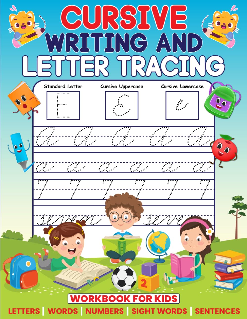 Cursive Writing & Letter Tracing Workbook For Kids: 5-in-1 Cursive Handwriting Practice Book