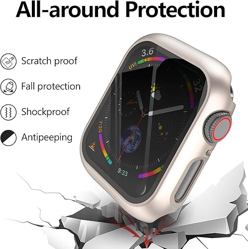 Miniatura 2 de 4 fundas rígidas de policarbonato compatibles con Apple Watch Series 654SE de 1.732 pulgadas con protector de pantalla de vidrio, protector completo