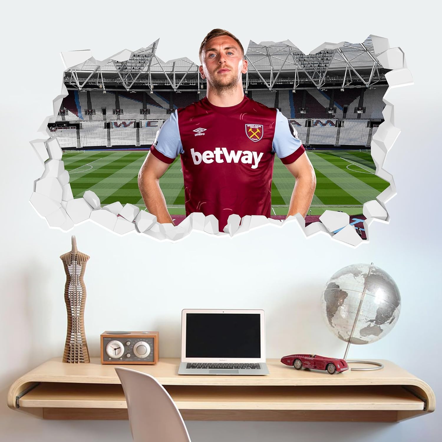 Themed West Ham United Wall Sticker - Bowen 23/24 Broken Wall (60cm width x 35cm height)