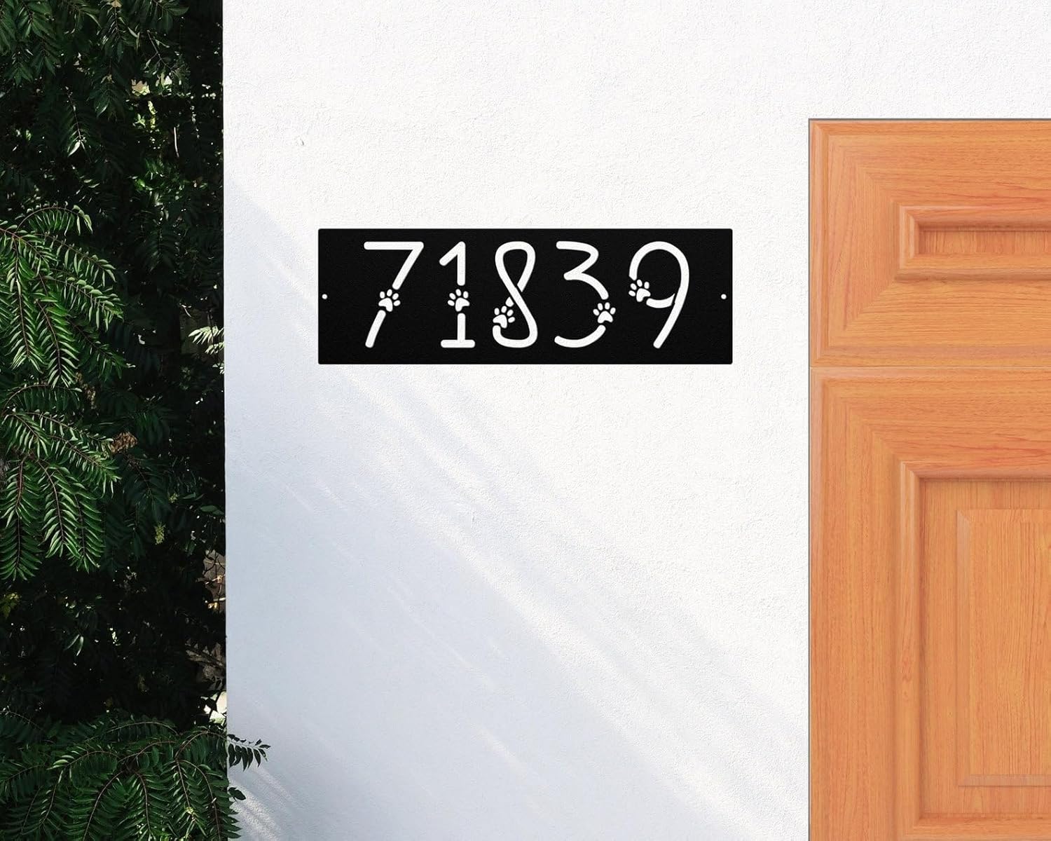 Paw Metal House Number Sign, Outdoor Door Address Marker for Front Porch Wall Display (Dog Paw Address)