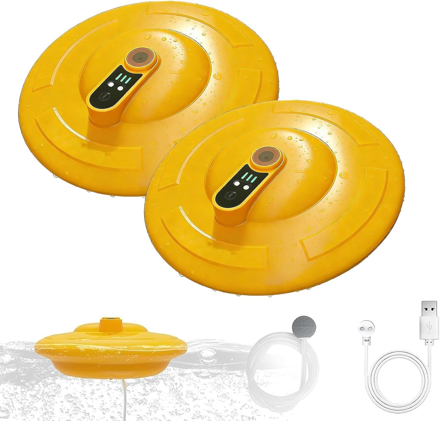 IPX7 Floating & Rechargeable Bait Bucket Aerator, Portable Channel Aquarium Aerator & Inflator, Ultra-Quiet Bubble Generator for Fish Tank, Bait Bucket, Fishing Trips Live Bait Transportation (2PCS-1)
