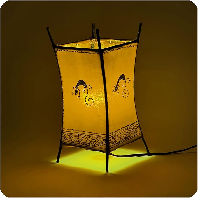 Simandra Oosterse lamp staande lamp Marokkaanse hennalamp lederen lamp tafellamp staande lamp Orient Carree Gecko 30 cm, Lampen Woonkamer photo 2