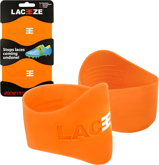 LACEEZE Band Original Orange fits shoe size C13  UK 6.5 keeps laces tied during sport, football, rugby, hockey