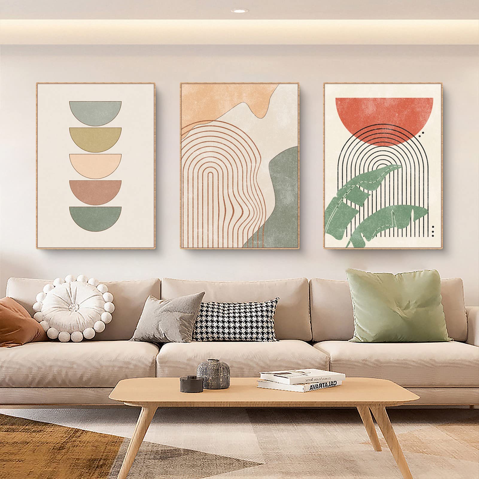 Premium Poster Set – 3er Set DIN A3, Boho Abstrakt, Wandbilder Ohne Rahmen, 170 G/m² Papier