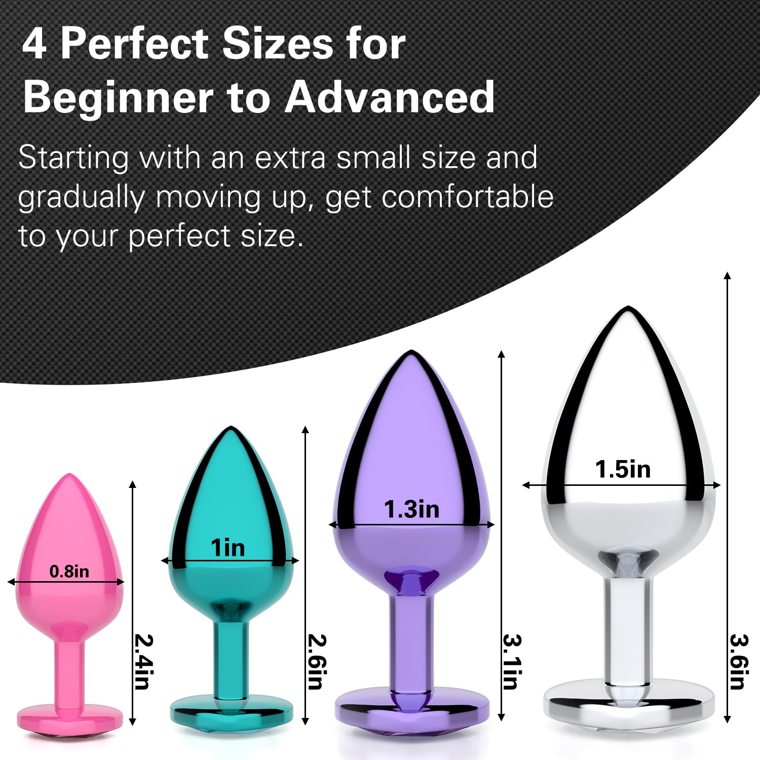 Anal Plug Beginner Set - 4 PCS Jewel Butt Plug Training Kit, Adult Anal Toys for Men, Women & Couples, Unisex Anal Trainer for Beginners to Advanced, P-Spot & Pleasure Enhancer: Heart Shaped Mixing