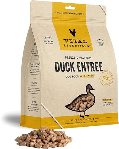 Vital Essentials Alimento crudo liofilizado para perros, plato de pato, 25 onzas