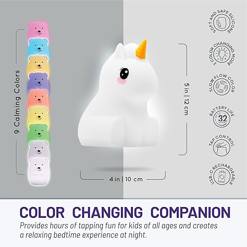 Miniatura 4 de Lumipets Luz nocturna de animales para niños, luz de guardería de silicona para bebés y niños, luz nocturna blanda para habitación de niños, luces