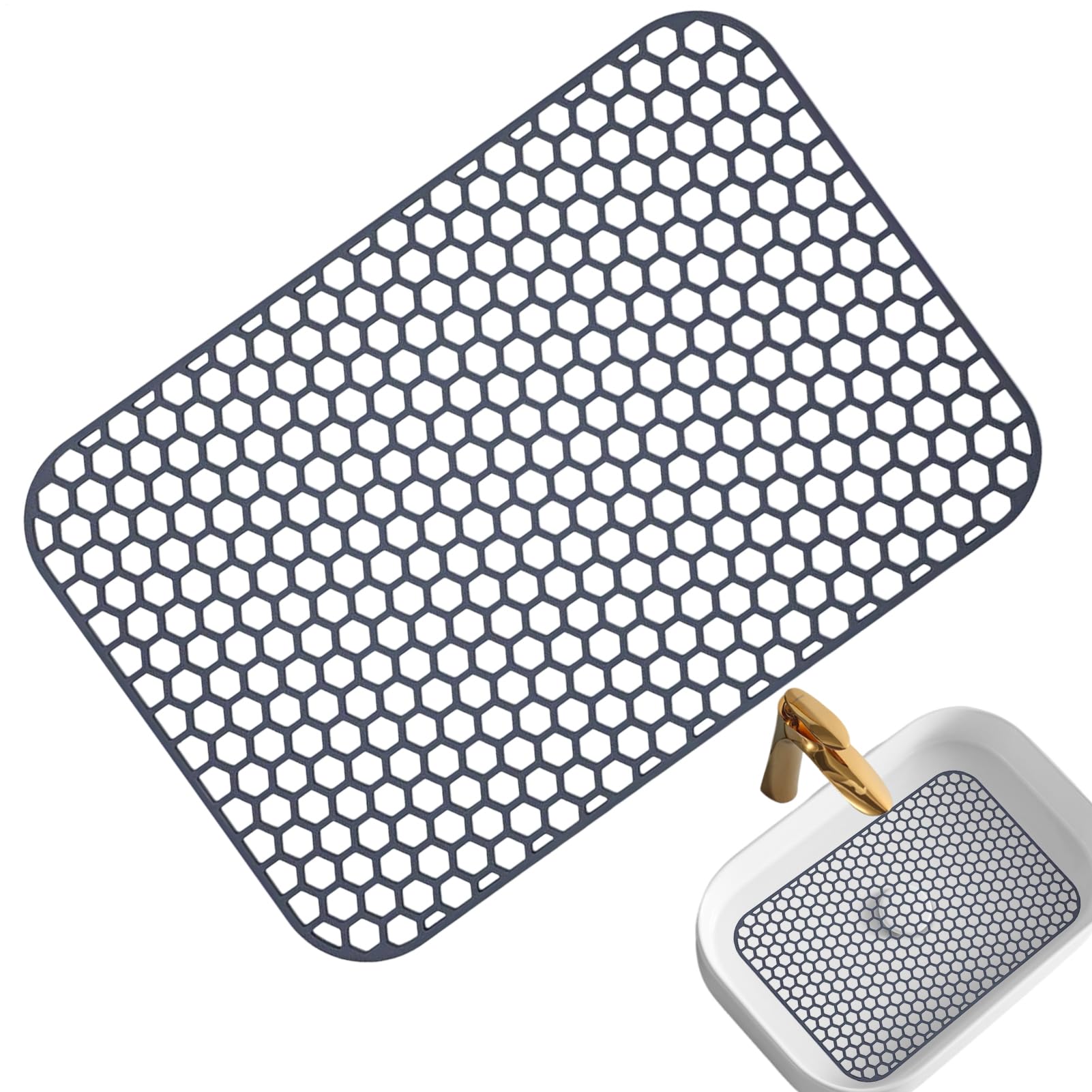 Alfombrilla de silicona para fregadero de cocina ideal para limpiar platos y sartenes en ruta