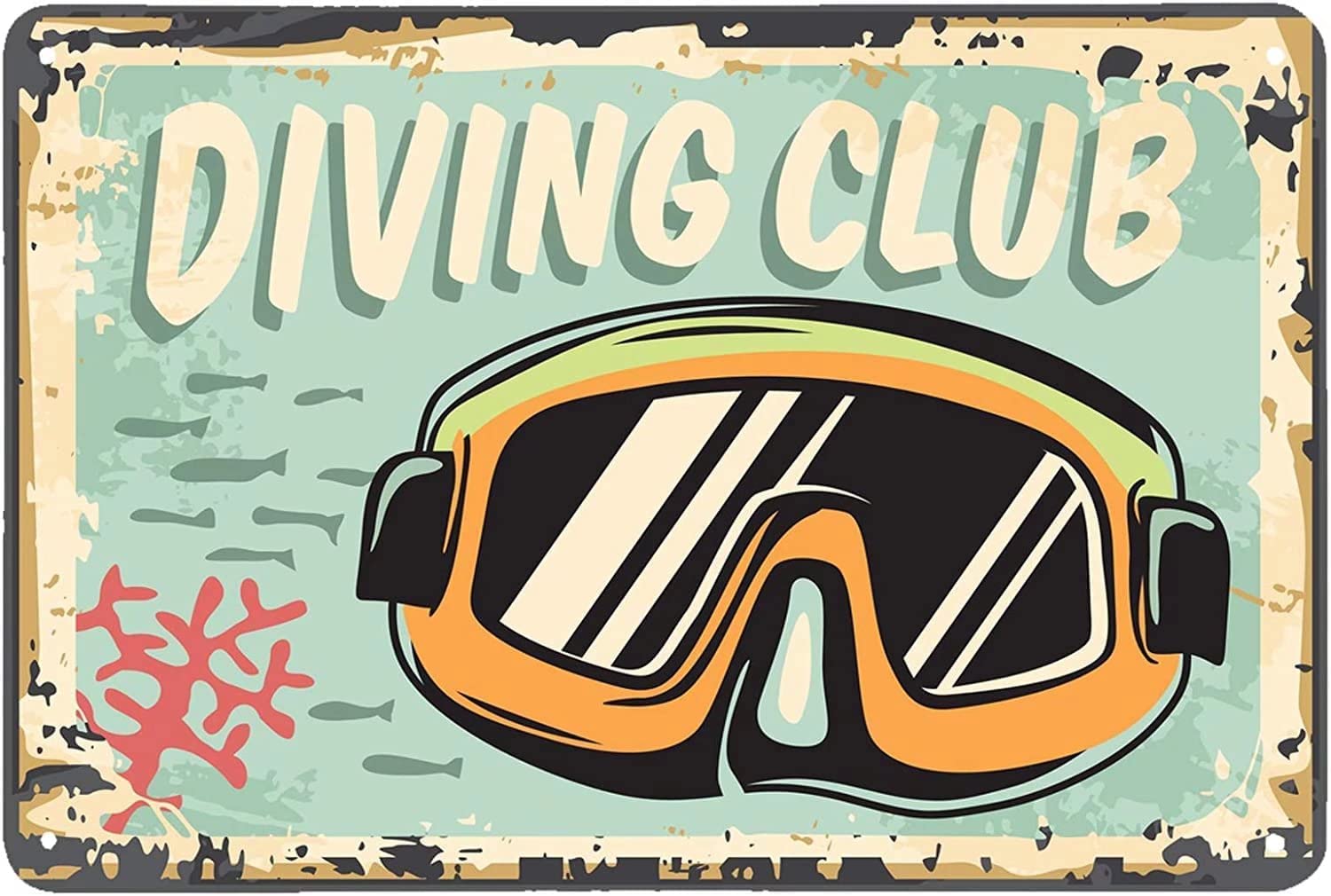 Haosensix Diving Club Poster Retro Metal Tin Sign for Street Garage Family Cafe Bar People Cave Farm Wall Bathroom Decoration Poster Plaque 8x12 Inches