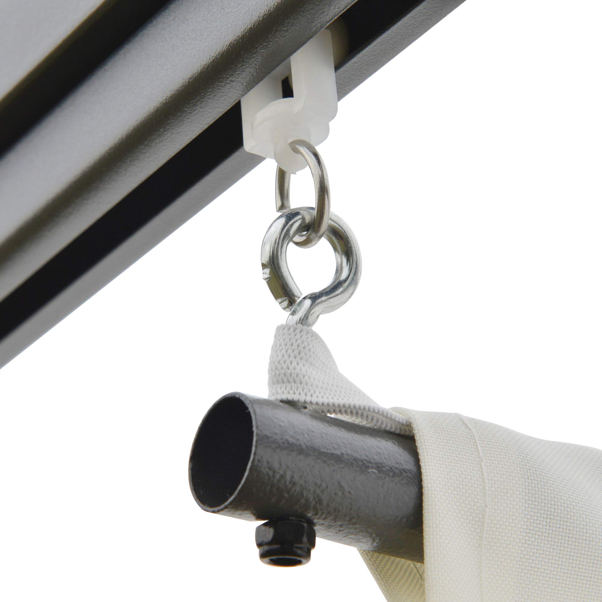 Outsunny Pergola adossable Retractable dim. 3L x 3l x 2,3H m pavillon de Jardin Toile Polyester Haute densité crème Structure métal époxy Gris
