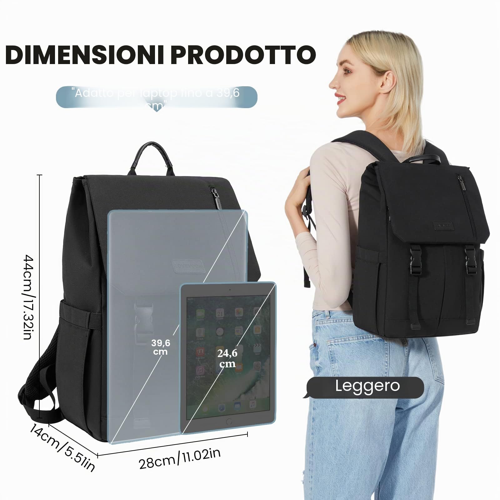 LOVEVOOK Zaino Donna Uomo Borsa Porta PC 15.6 Pollici Zainetto con USB per Scuola Media Superiore Antifurto Zaini Scolastici Impermeabile Laptop Backpack per Università Viaggi Ufficio