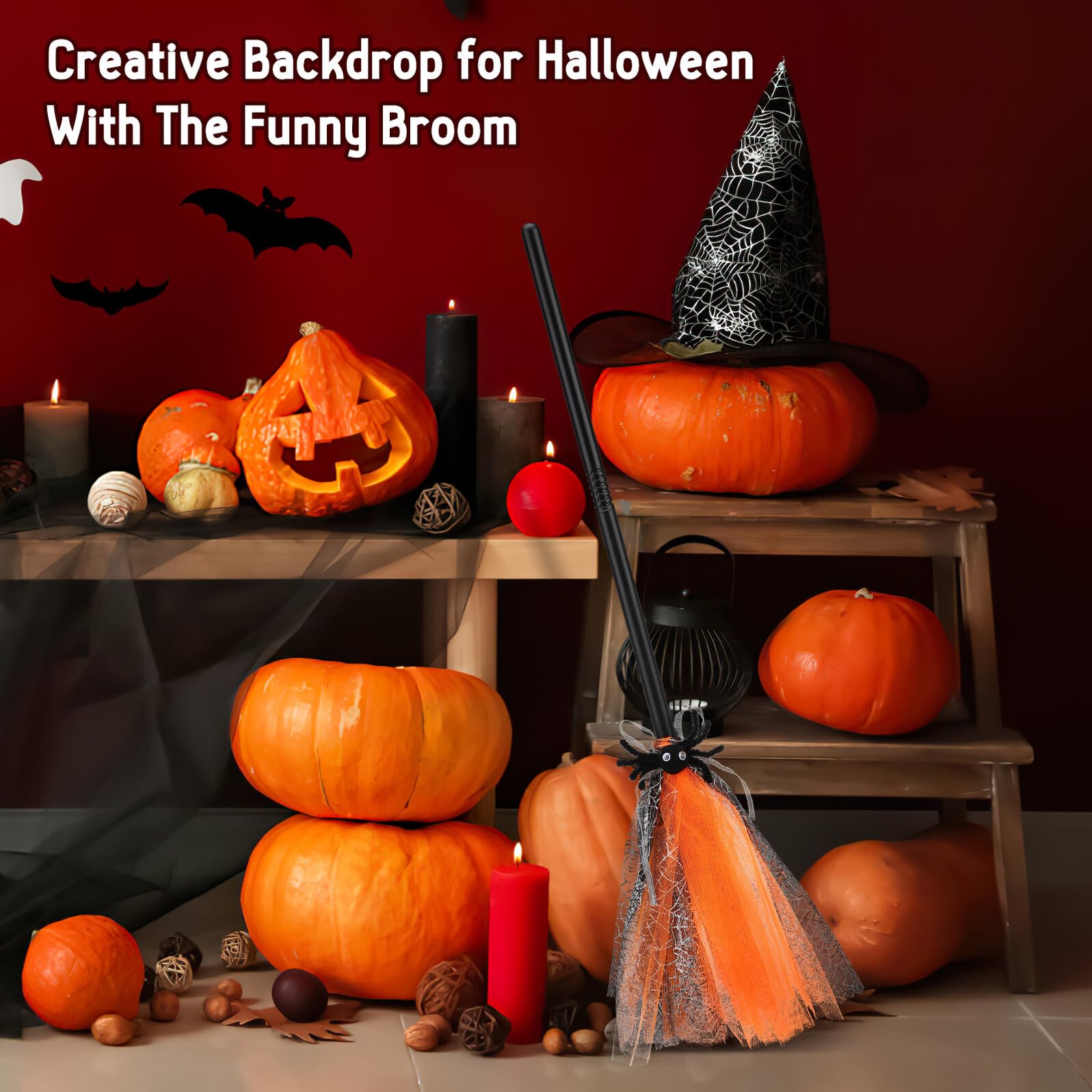 UPKOCH Scopa da Strega per Halloween in Plastica Morbida e Garza, Accessorio Cosplay Facile da Tenere per Bambini, Decorazione Creativa per Festa di Halloween