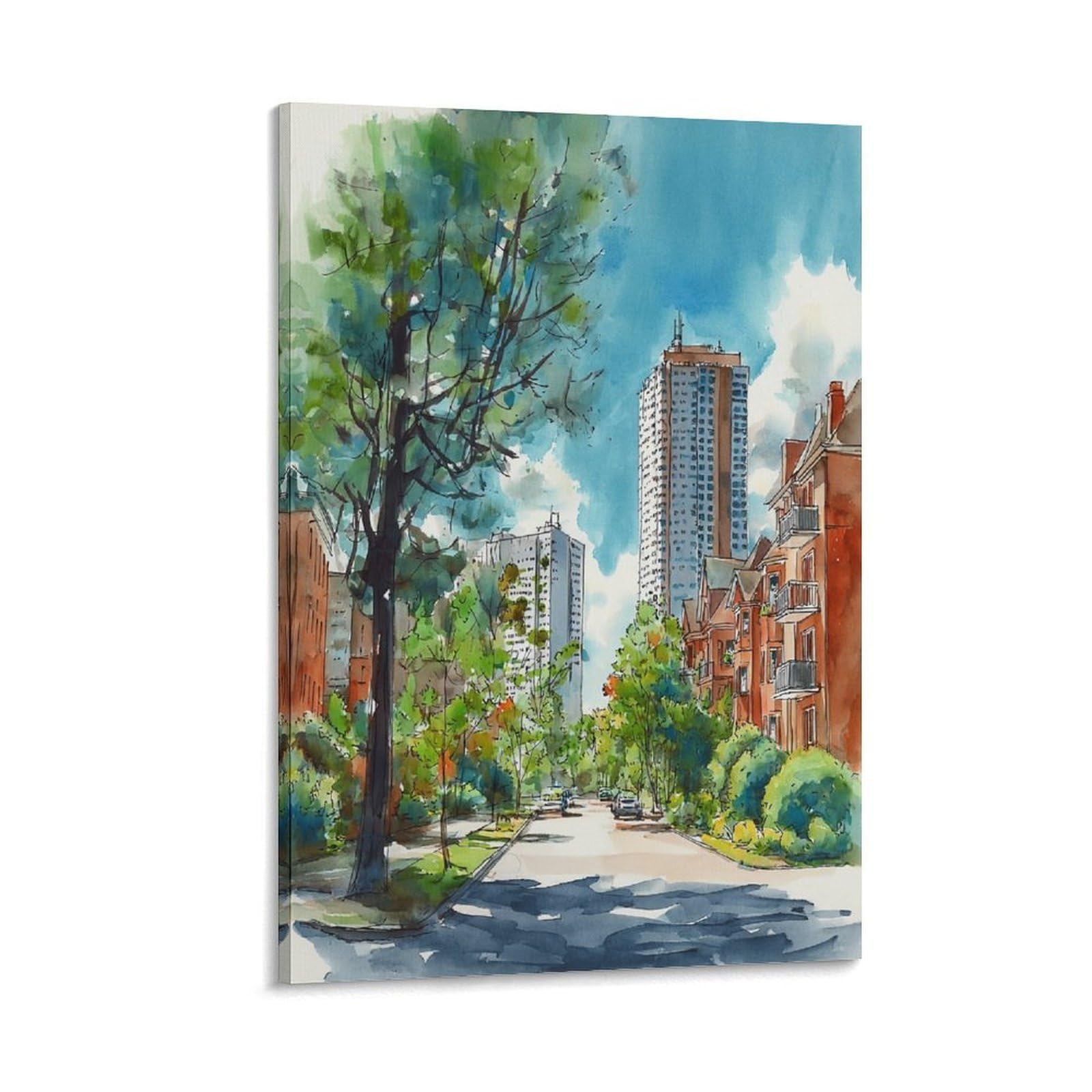 XWYMXZ New Orleans Watercolor 20x30inch(50x75cm) Vintage Travel Poster Watercolor Canvas Art
