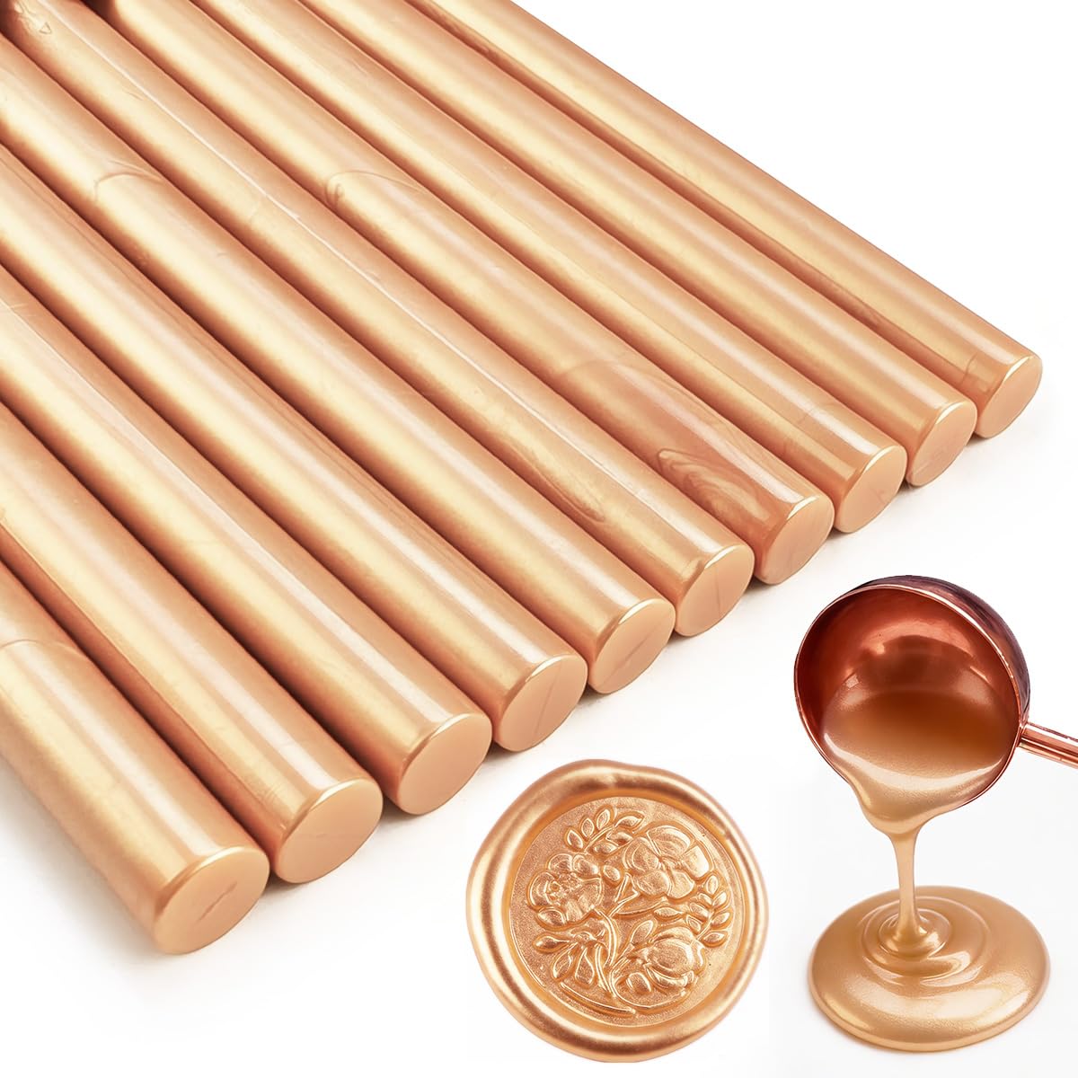 Tomgenrine Glue Gun Sealing Wax Sticks - Ideal for Wax Seals, Letters, Greeting Cards, Wine Packaging, Crafts & Wedding Invitations - 20 Pcs（Light Gold）
