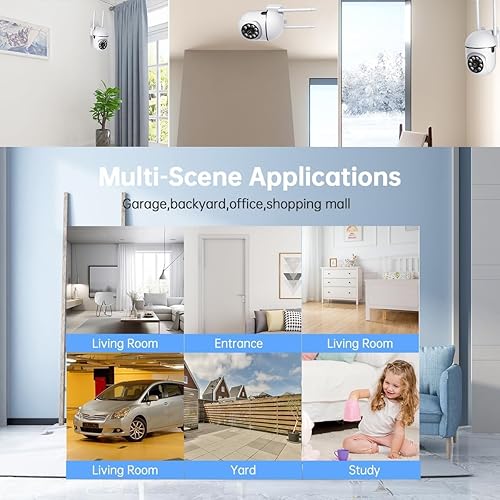 Miniatura 4 de EVERSECU Cámara de seguridad PTZ WiFi para exteriores 1080P, WiFi 5G, seguimiento de movimiento, audio de 2 vías, visión nocturna con foco, funciona