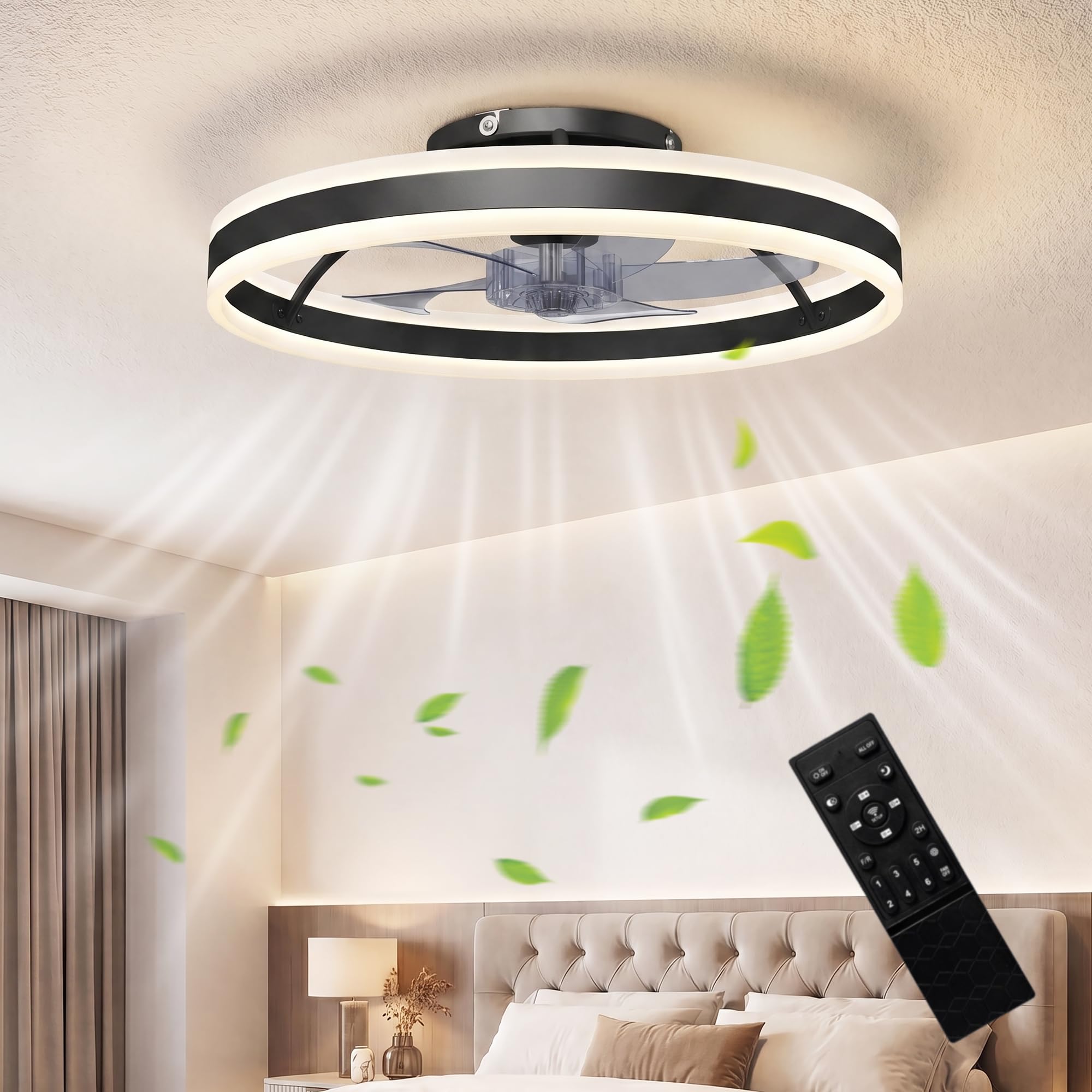 Homcom Ceiling Fan With Light And Remote3 Colour Temperatures50CmBlack from B&Q