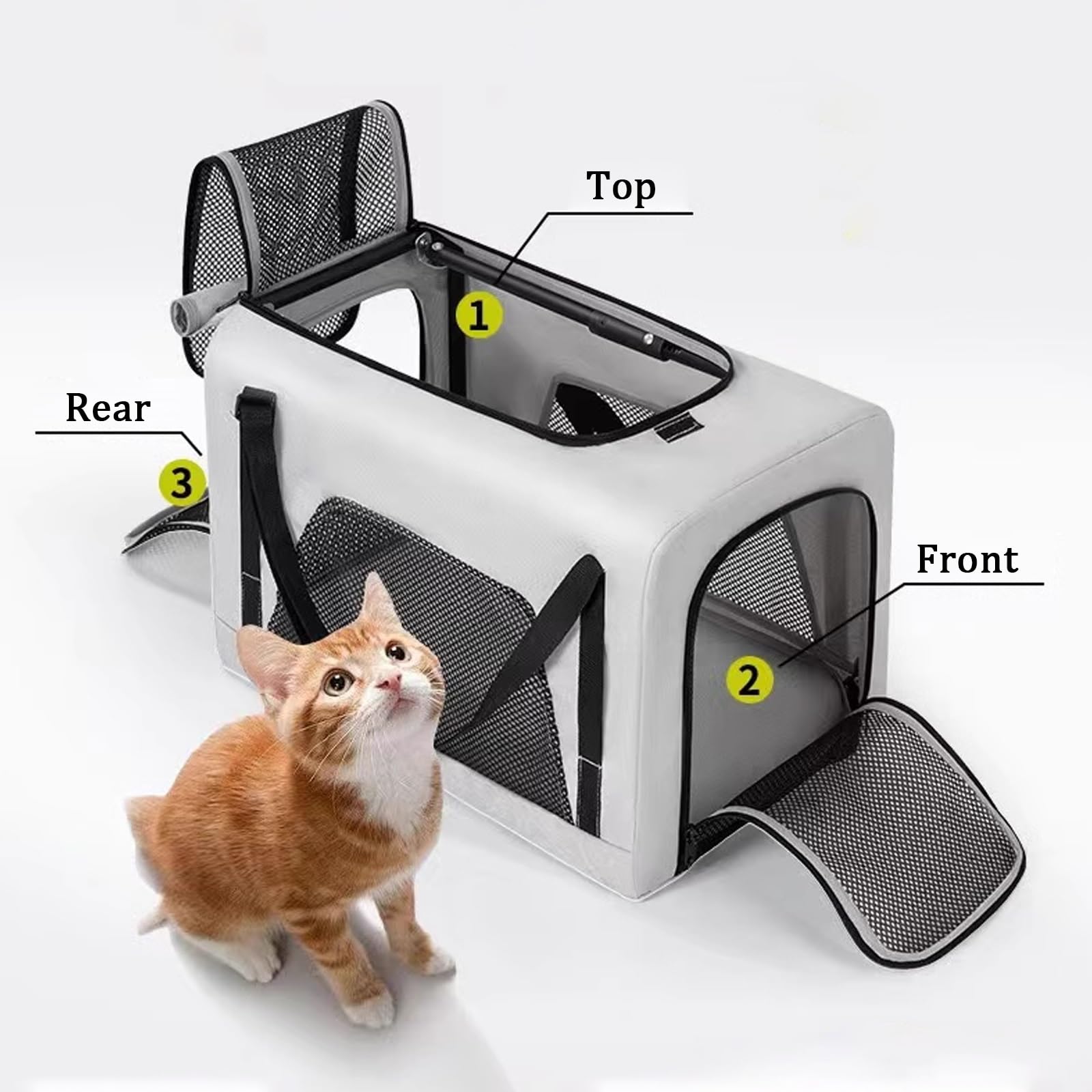 Maleta con Ruedas para Perros y Gatos, Mochila Transpirable para Mascotas, Maleta para Mascotas con Asa Telescópica, Diseño Ventilado para Viajes, Senderismo y Uso a Aire Libre(Black)