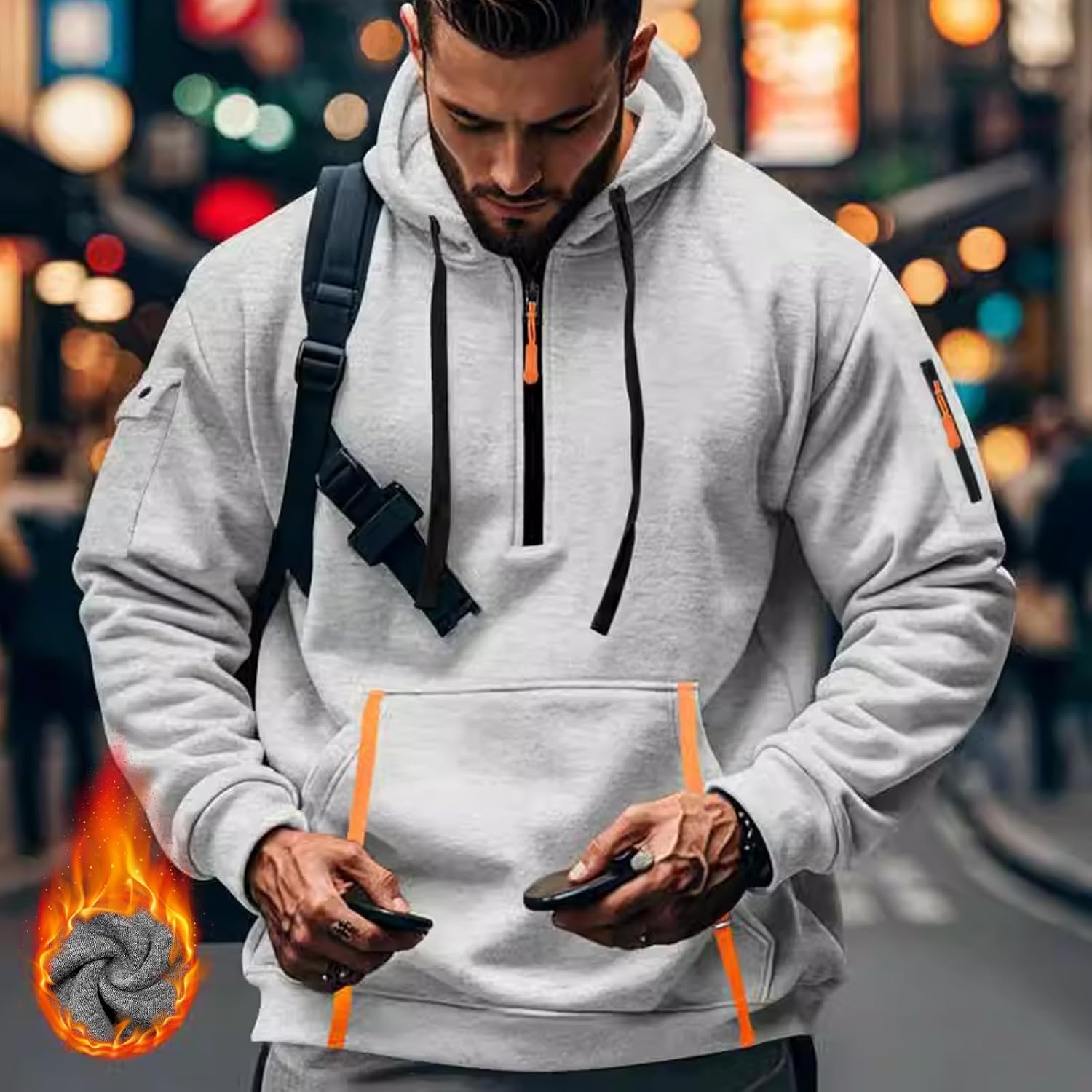 MANTORS Men's Fleece Hoodie Casual Long Sleeve 1/4 Zipper Pullover Sweatshirts - Image 2