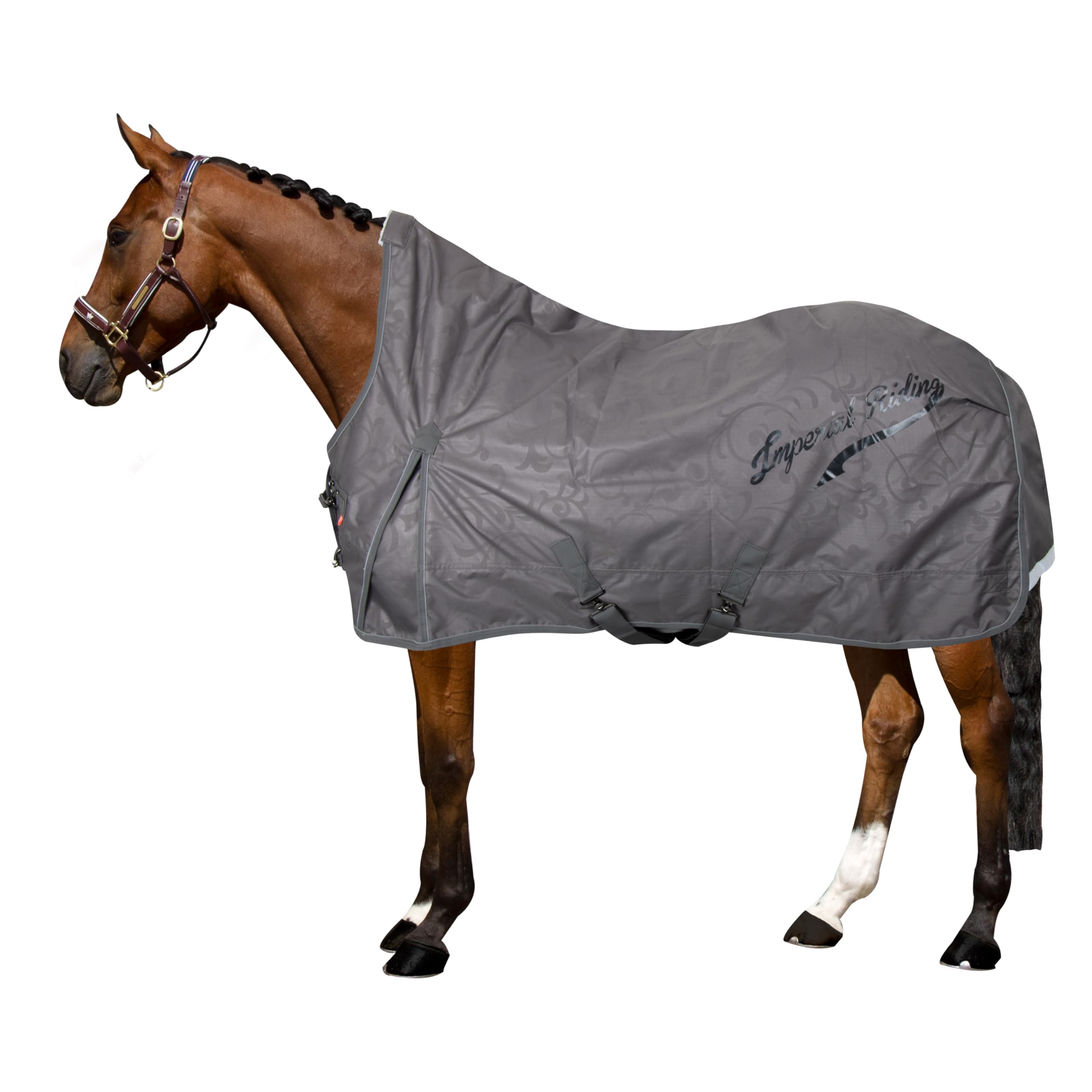 Imperial Riding Manta IRH Super-Dry 100 g, Impermeable y Transpirable, poliéster 600D, Relleno de 100 g, Manta de Invierno Resistente para Caballos, diseño Elegante y Ajuste cómodo, Tornado, 115