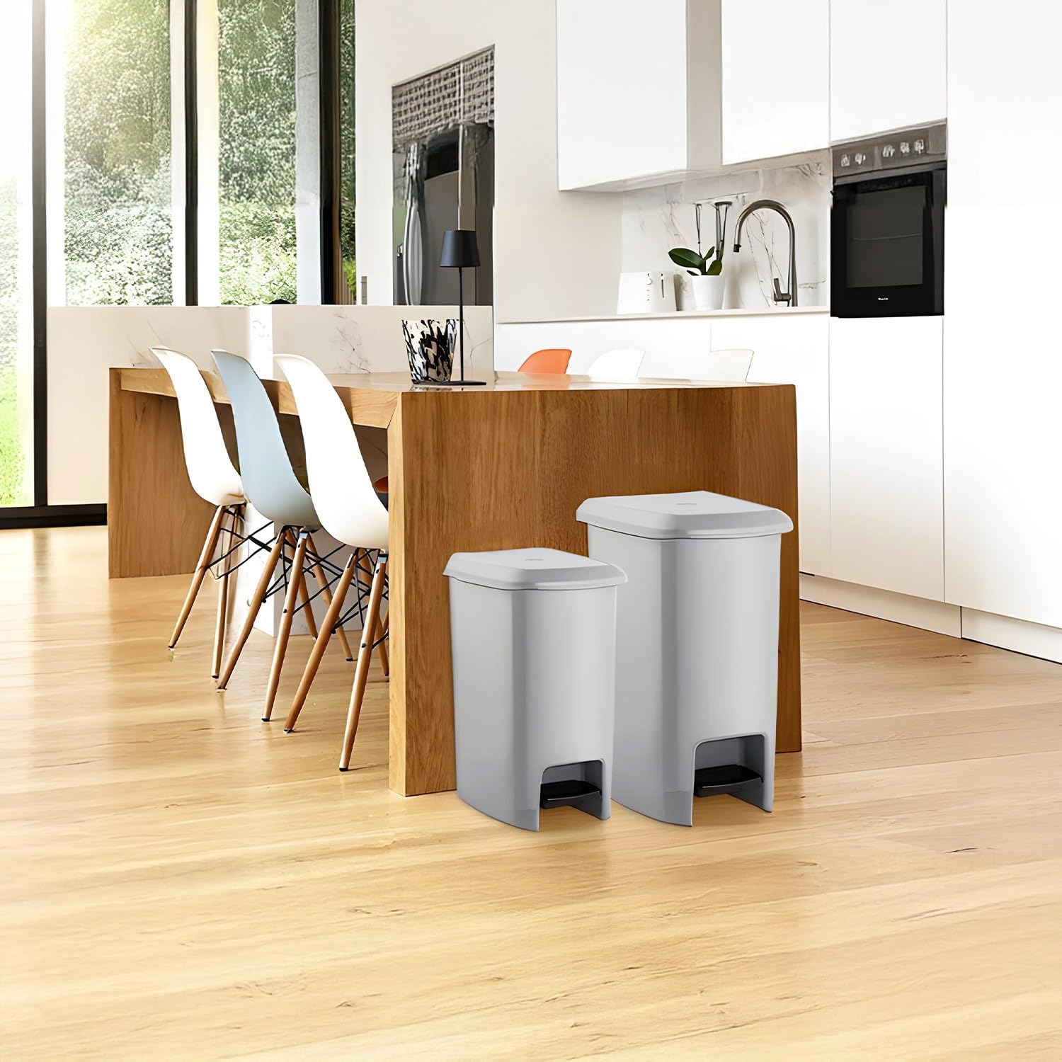7H SEVENON Cubo de Basura Rectangular con Tapa y Pedal Gris 40 Litros 7house