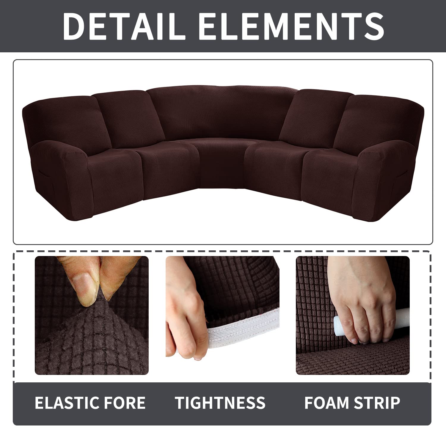 Bankhoezen Stretch Recliner Stoelhoezen 4 stuks Ligbank Hoes Spandex Fauteuil Sofa Cover 1seat Recliner Covers Meubelbeschermer (Grijs
