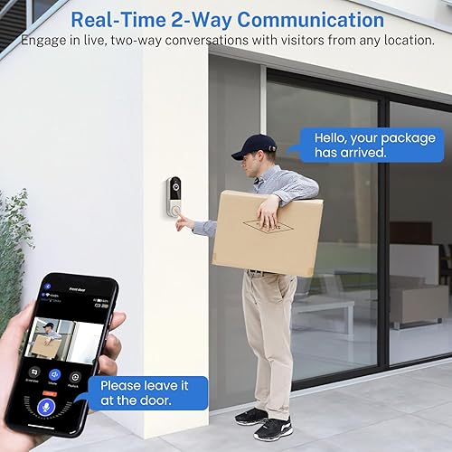 Miniatura 4 de Cámara de timbre de video WiFi con detección humana, funciona con pilas, visión nocturna, conversación bidireccional, WiFi 2.4G, almacenamiento en