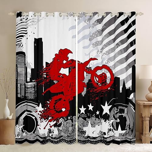 Miniatura 20 de Feelyou Cortinas opacas azules de coche de carreras, cortinas opacas para niños y niñas, cortinas de ventana de auto de carreras, tratamiento de