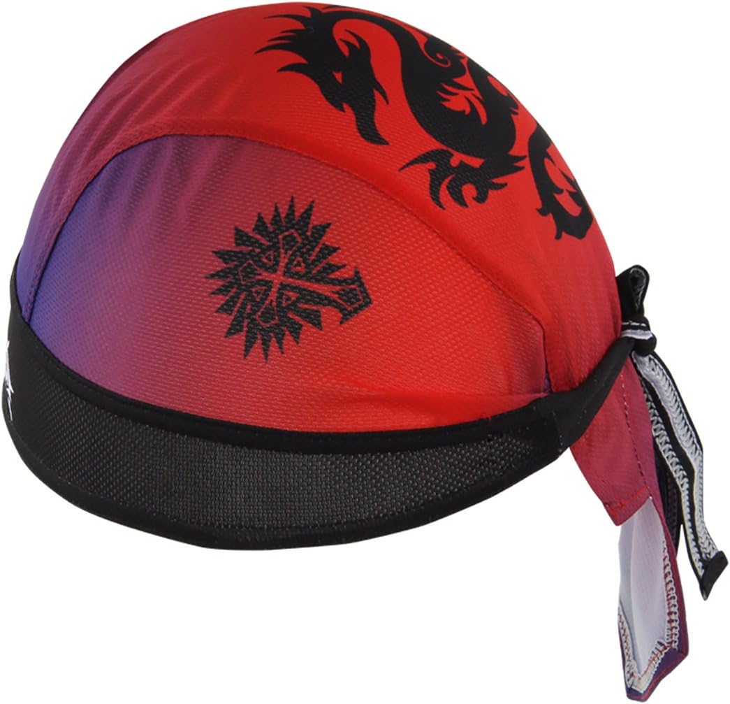 TESOON Dragon Printed High-Performance UV Protection Mesh Dew Rag Cooling Breathable Skull Cap for Cycling, Motorcycling, Riding, Skiing, Trekking, Mountain Climbing or Other Sports