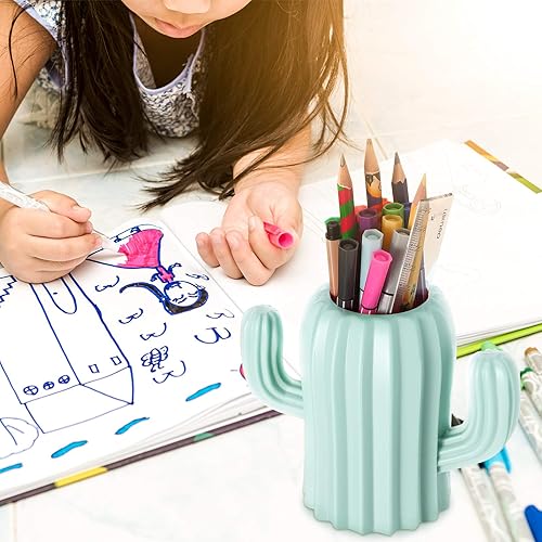 Miniatura 6 de Zonon 2 soportes para bolígrafos de cactus, contenedor de lápices de cactus, suministros de escritorio, vasos para bolígrafos, soporte para brochas