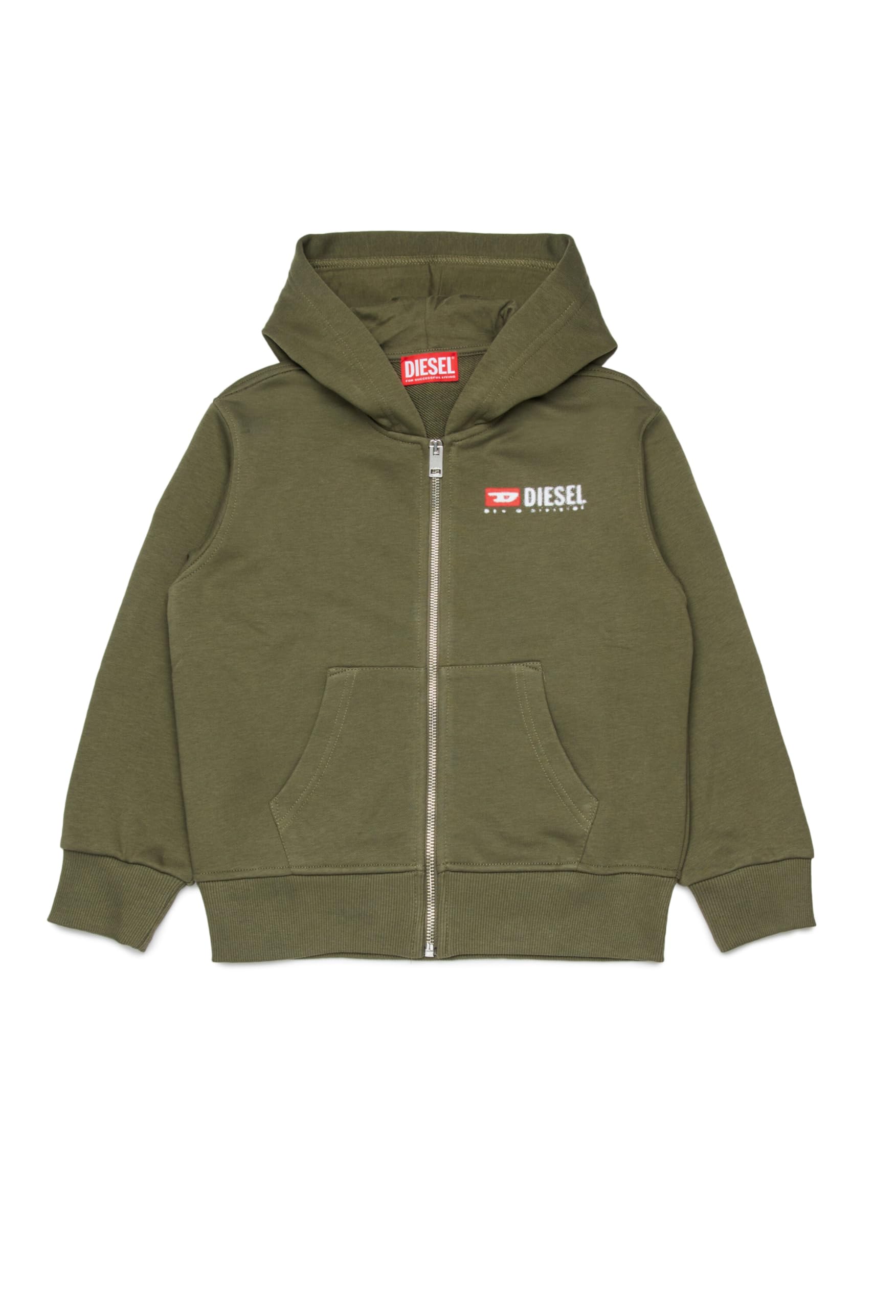 Boys' Hooded Sweatshirt With Zip and Diesel Denim Division Logo