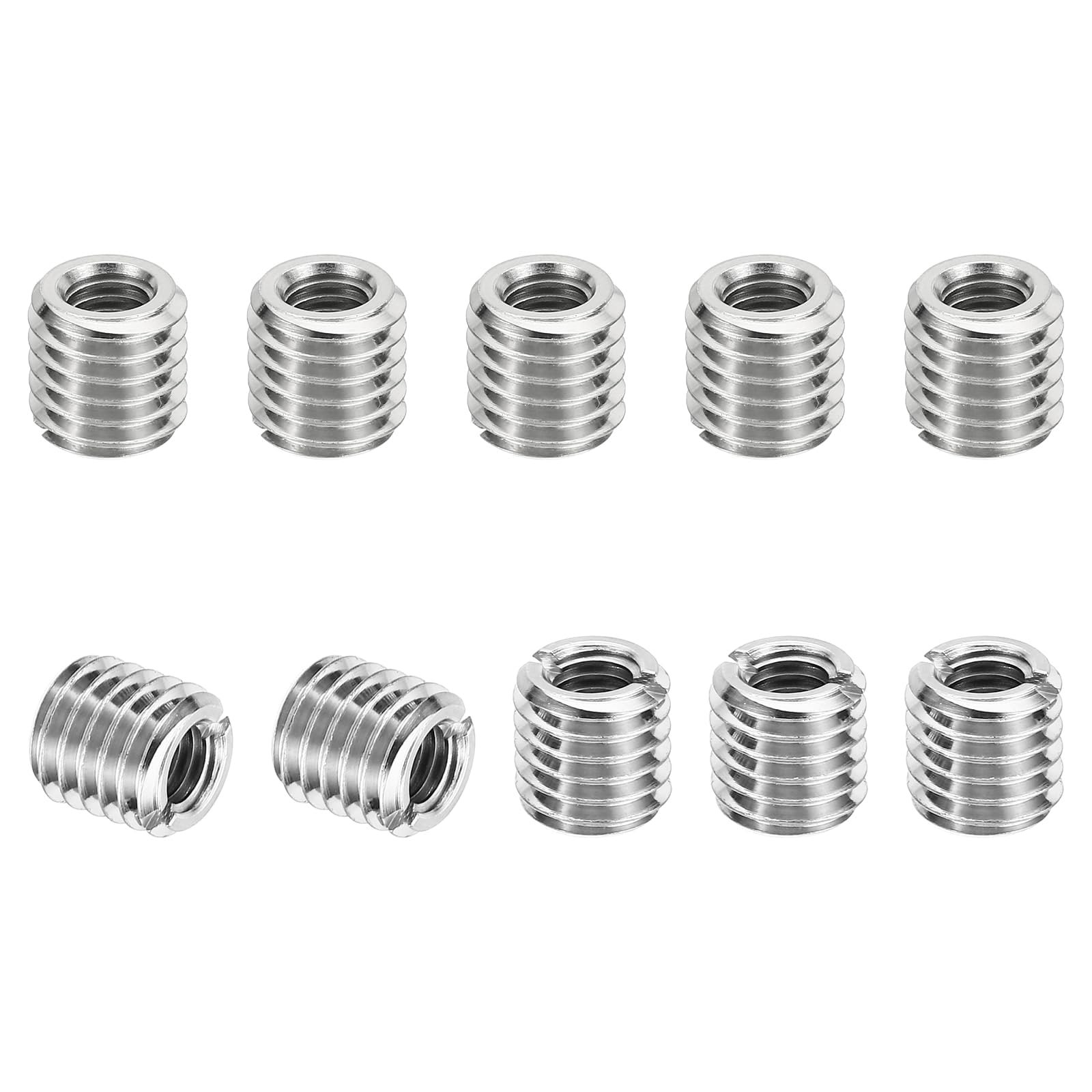 TOP-VIGOR 10 Pcs Thread Adapters Sleeve Reducing Nut, M10 x 1.5 Male to M6 x 1 Female Repairing Insert Nut Screw Reducer 303 Stainless Steel for Metal & Automotive Fixes (10mm Long) — image 1