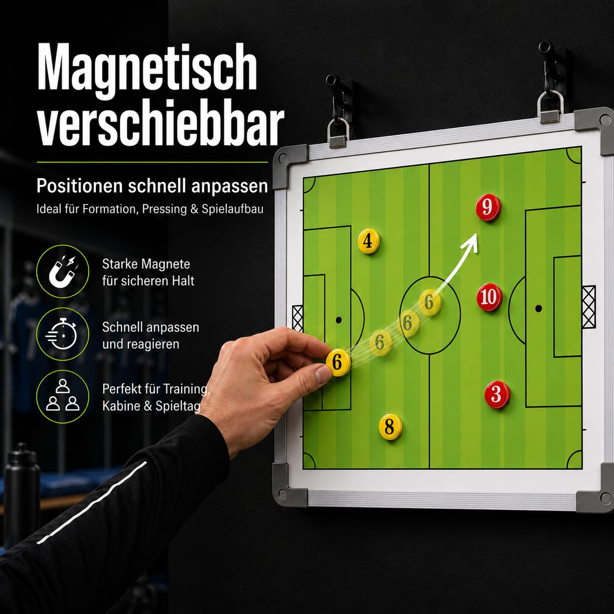 Profi Taktiktafel mit Tragetasche und Trillerpfeife - Verbessern Sie Ihre Spieler - Zusätzlich mit Zonenfeld für perfektes Stellungsspiel