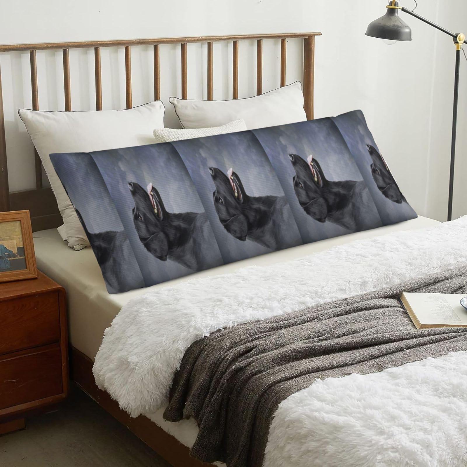 Drawing Dog Labrador, Body Pillow Cover with Zipper,Long Body Pillowcase 20 x 60 in