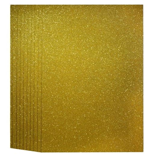 Self Adhesive A4 Glitter Foam Sheet with Sticker Gold (Pack of 10) for