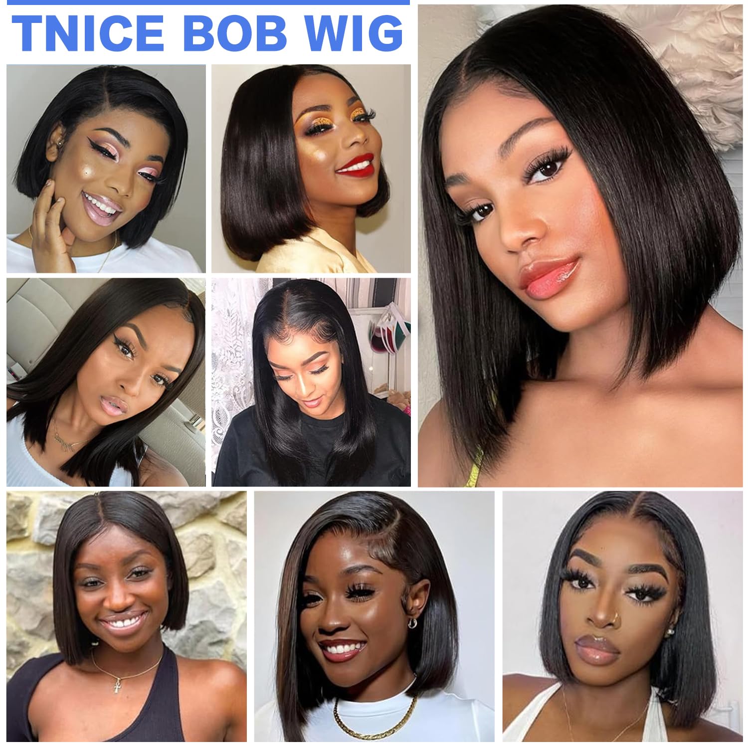 Human Hair Wig 4x4 Lace Front Bob Wigs Straight Brazilian Lace Wigs 180% Density Short Bob Wig for Black Women Natural Colour (8 inch)