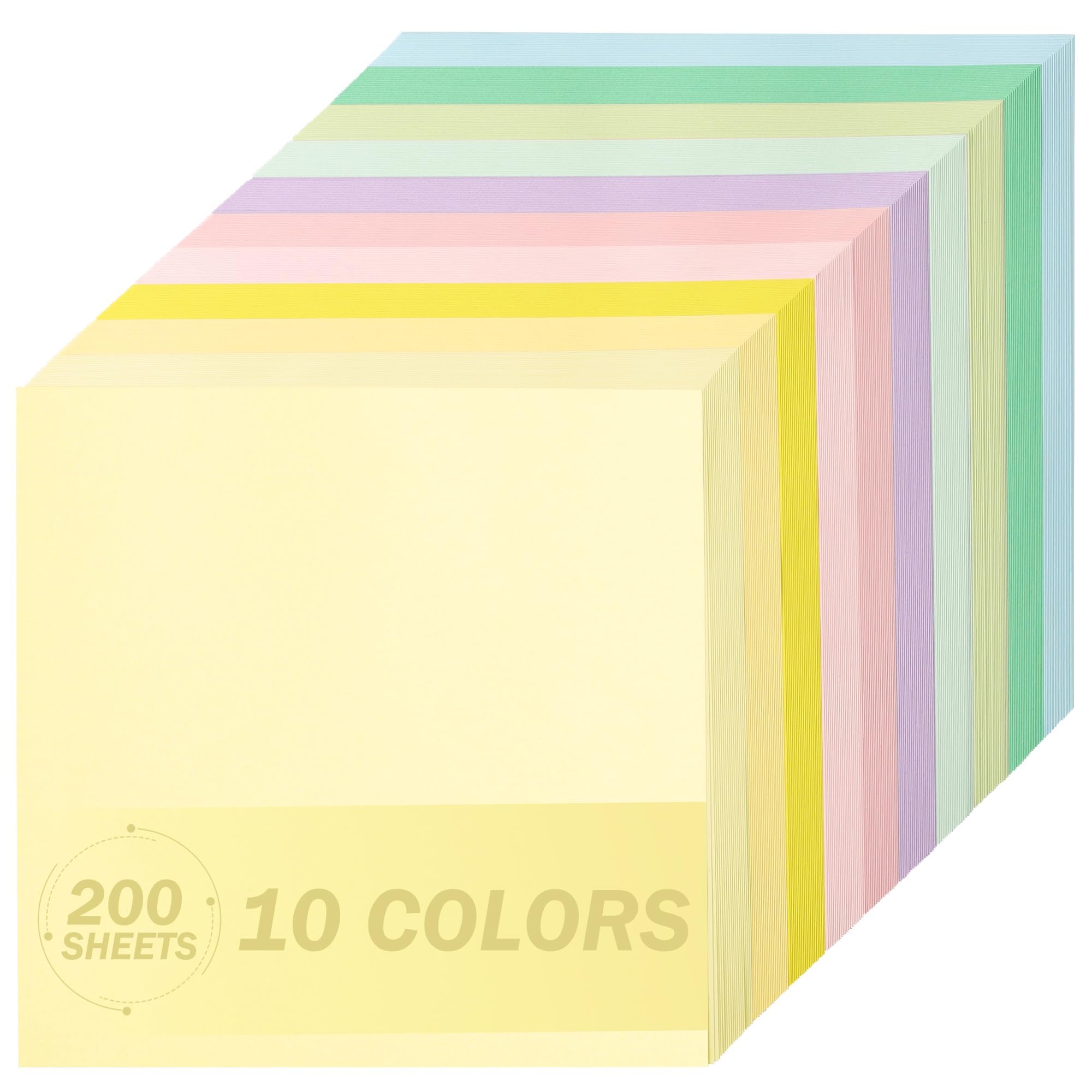 15×15cm Pastel Origami Paper 10 Colours 200 Sheets 80gsm Double Sided