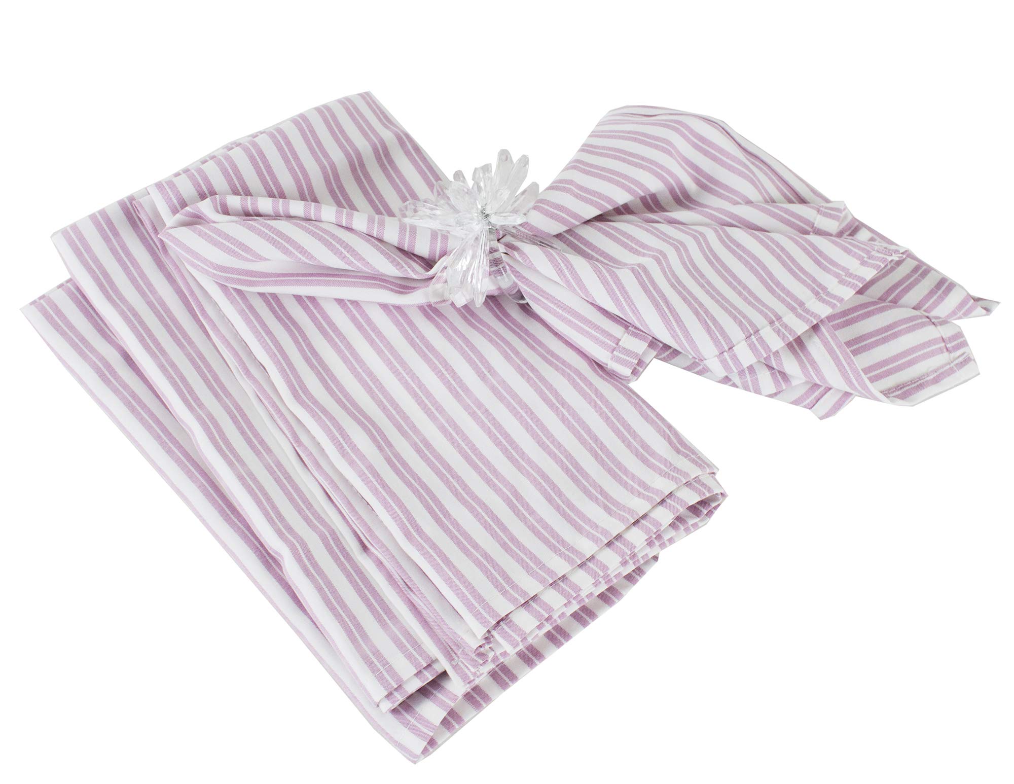 Fennco Styles Classic Striped 20 x 20 Inch Cloth Napkins, Set of 4 - Pink Dinner Napkins for Banquets, Everyday Use, Family Gathering, Special Events and Home Décor